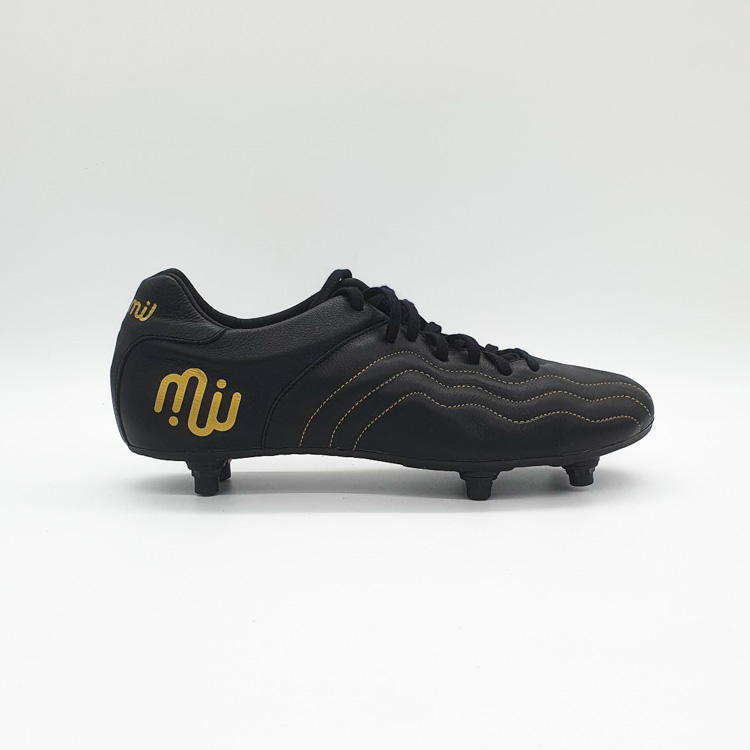 Chaussure de Foot Cuir Noir - Crampons moulés - Modèle Dribble