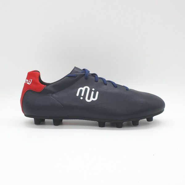 Chaussures de Foot Cuir - Crampons moulés - Modèle "Feinte" Bleu Rouge – Image 2