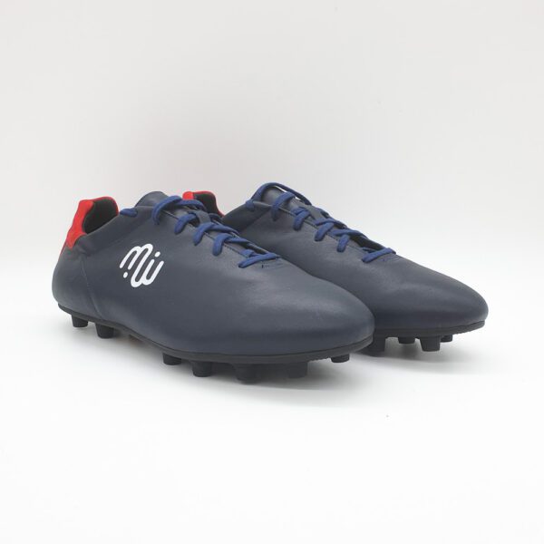 Chaussures de Foot Cuir - Crampons moulés - Modèle "Feinte" Bleu Rouge – Image 3