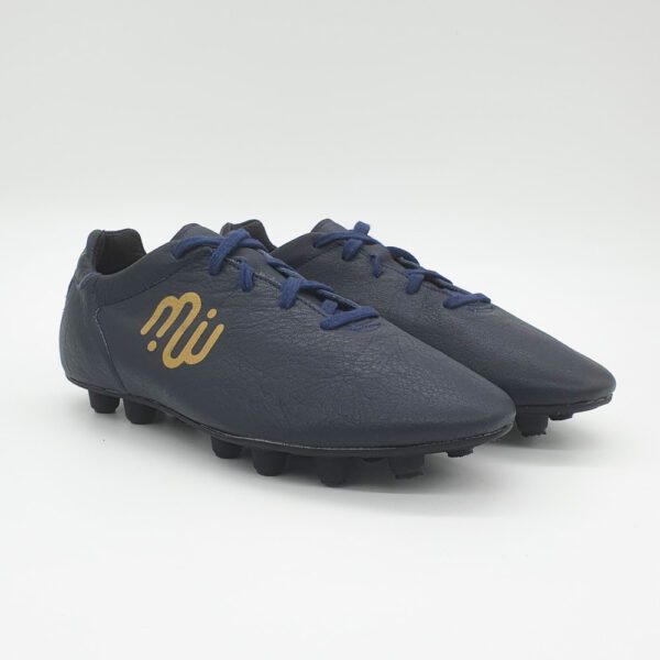 Chaussures de Foot Cuir pour Enfants - Crampons moulés - Modèle "Feinte" Bleu Marine – Image 2