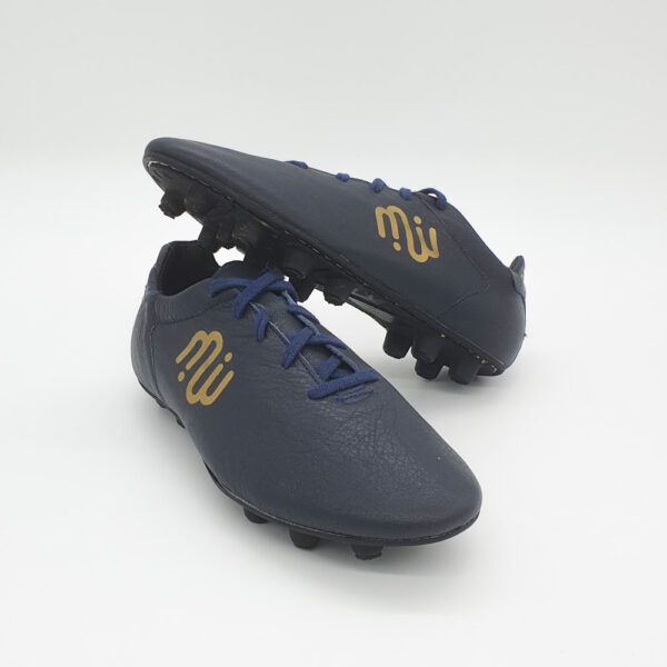 Chaussures de Foot Cuir pour Enfants - Crampons moulés - Modèle "Feinte" Bleu Marine – Image 3