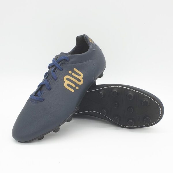 Chaussures de Foot Cuir pour Enfants - Crampons moulés - Modèle "Feinte" Bleu Marine – Image 4