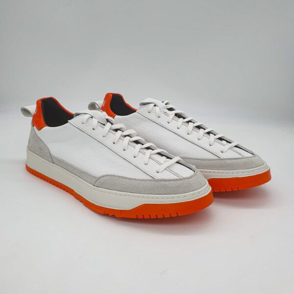 Sneakers Cuir Blanc : modèle "Elegance" - Semelle Blanche et Orange – Image 6