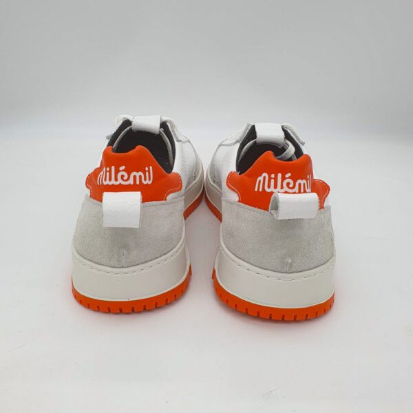 Sneakers Cuir Blanc : modèle "Elegance" - Semelle Blanche et Orange – Image 3