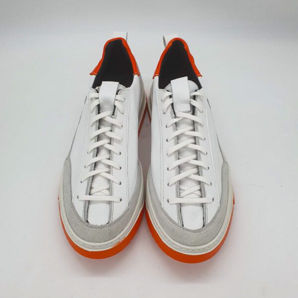 Sneakers Cuir Blanc : modèle "Elegance" - Semelle Blanche et Orange – Image 5