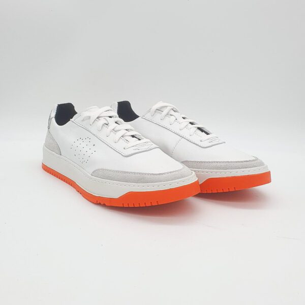 Sneakers Cuir Blanc : modèle "GRINTA" - Semelle Blanche et Orange – Image 6