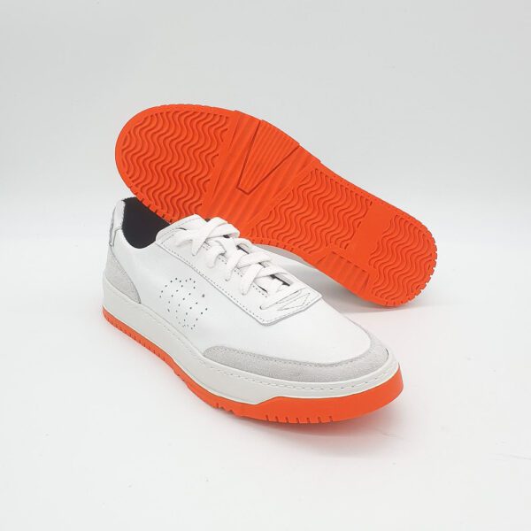 Sneakers Cuir Blanc : modèle "GRINTA" - Semelle Blanche et Orange – Image 4