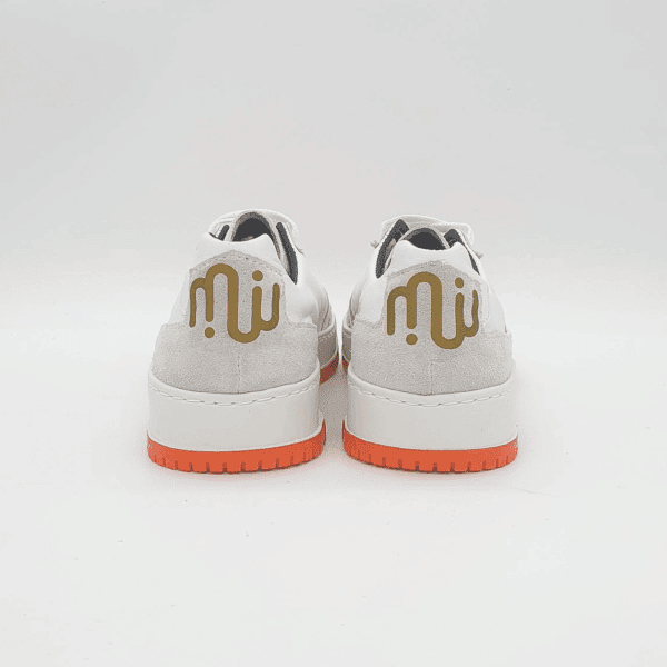 Sneakers Cuir Blanc : modèle "GRINTA" - Semelle Blanche et Orange – Image 3